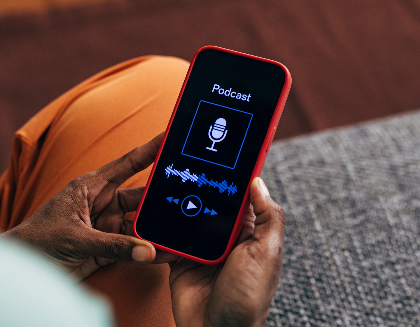 Listening to podcast on mobile device